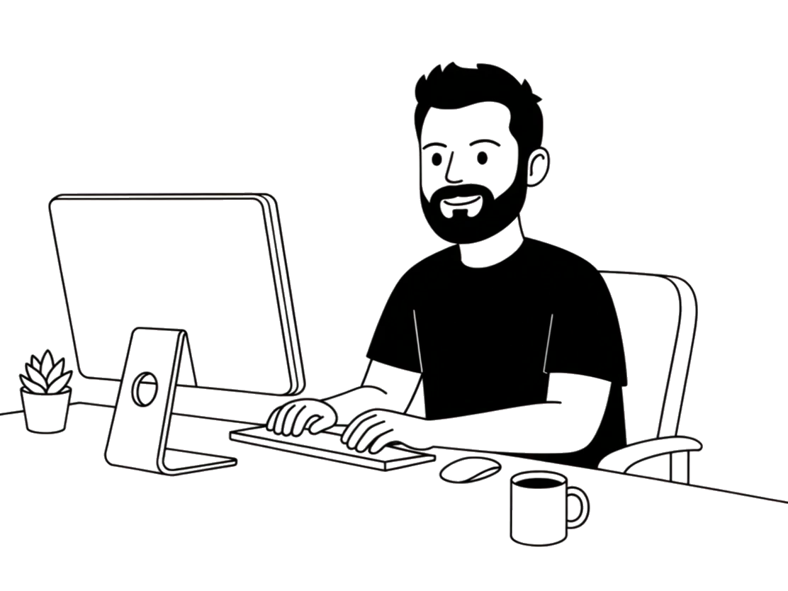 Illustration of Roy Sheppard working at his desk